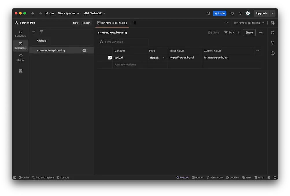 Create environment variable - Postman