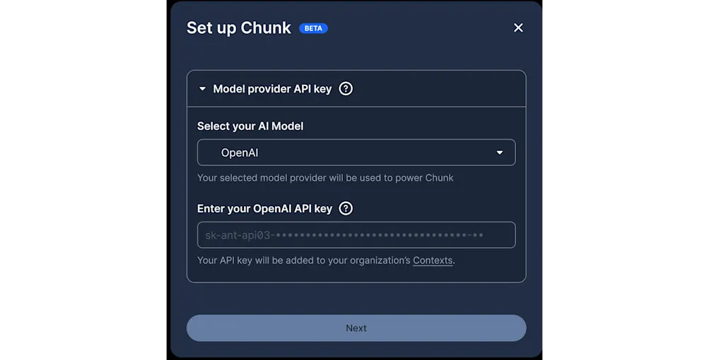chunk-bring-your-own-keys