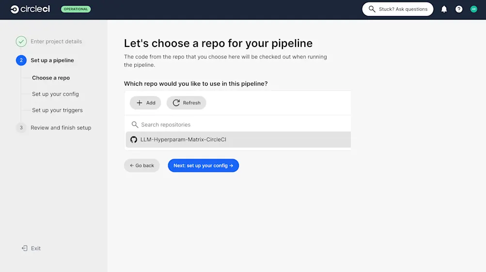 Choose GitHub repository