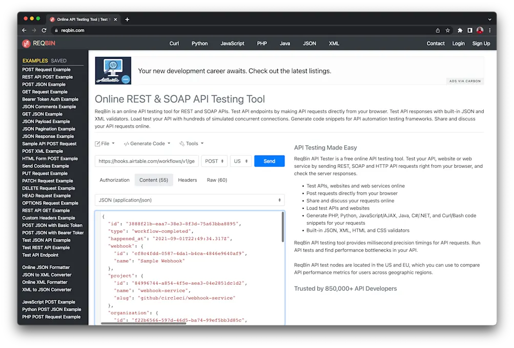 Sample Request - Reqbin