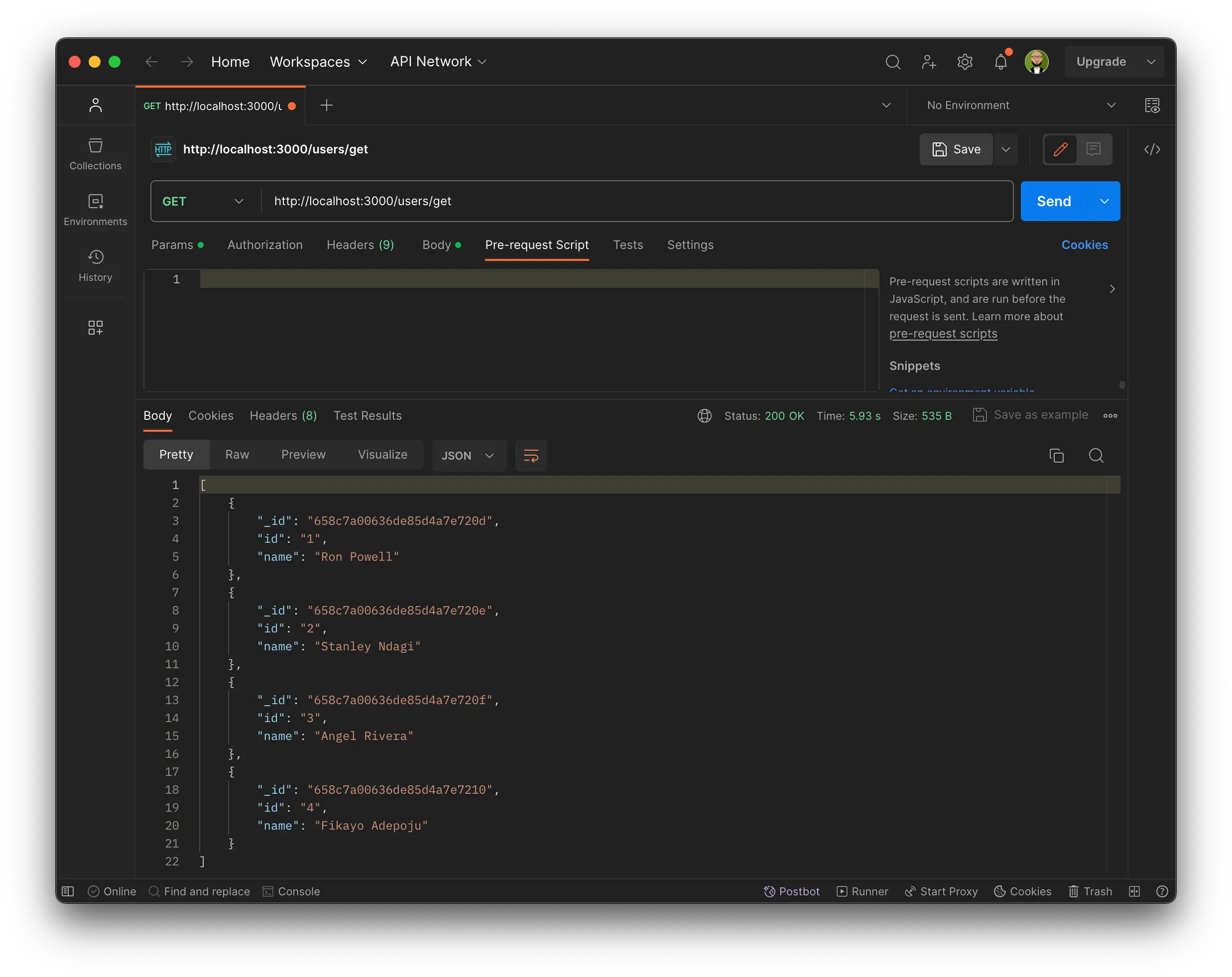 Get users - Postman