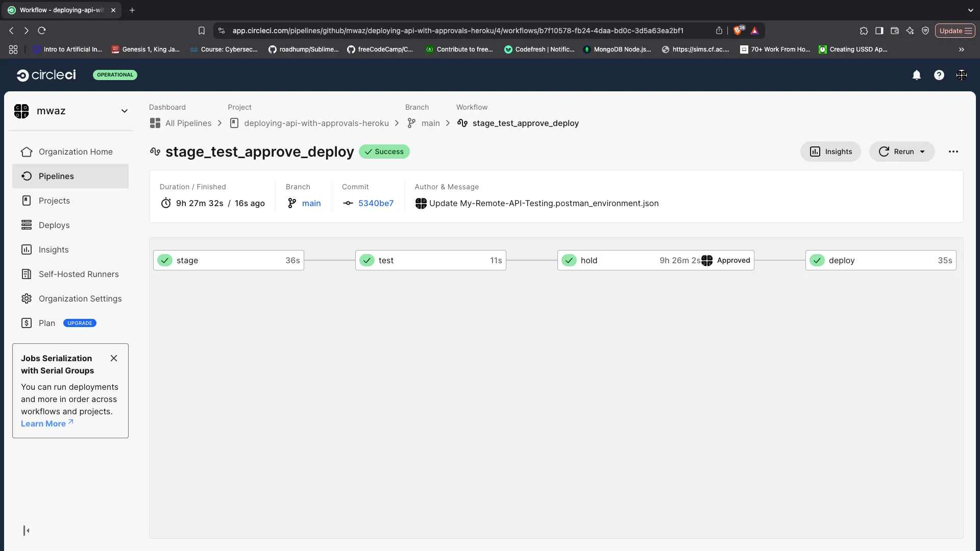 Workflow complete - CircleCI
