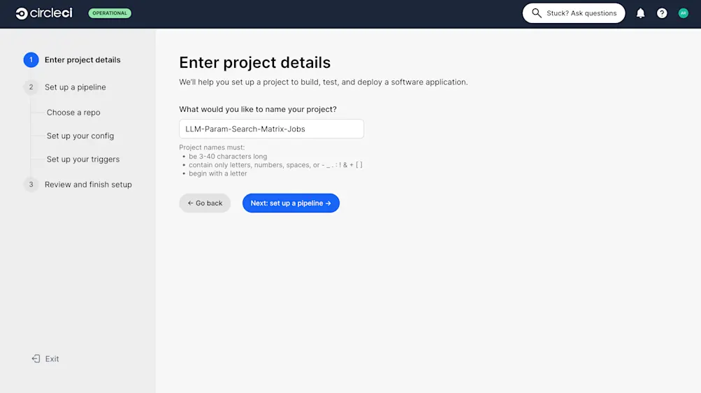 CircleCI project tab