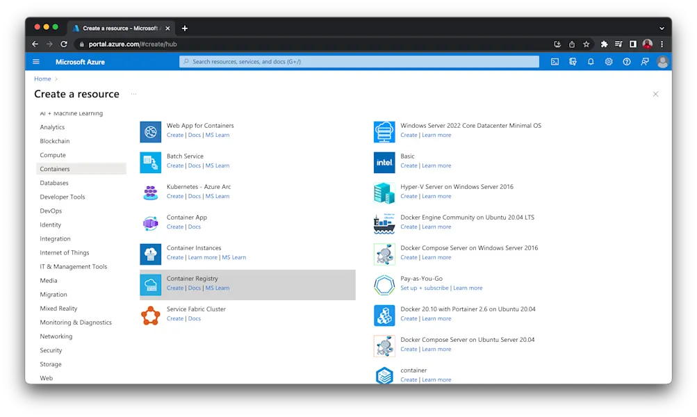 Create Registry - Azure