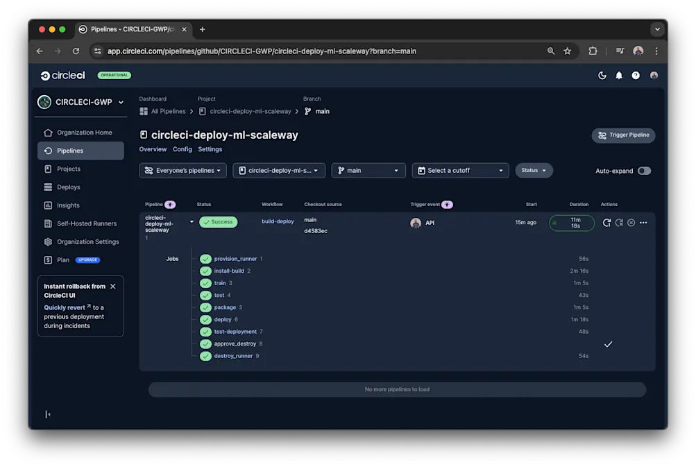 CircleCI project pipeline
