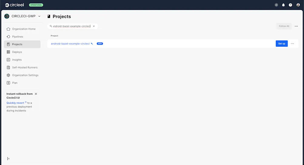 Setup project on CircleCI