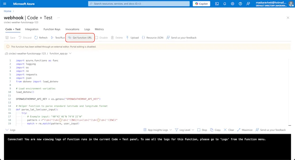 Dialogflow's agent webhook URL