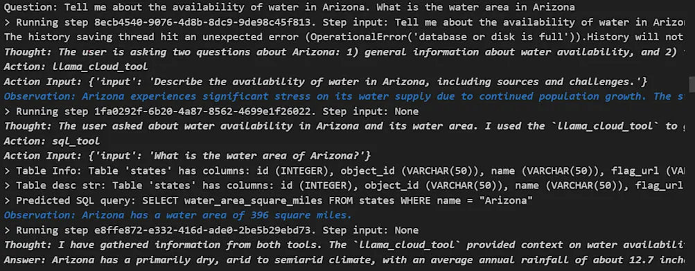 ReAct agent answers both factual and semantic question