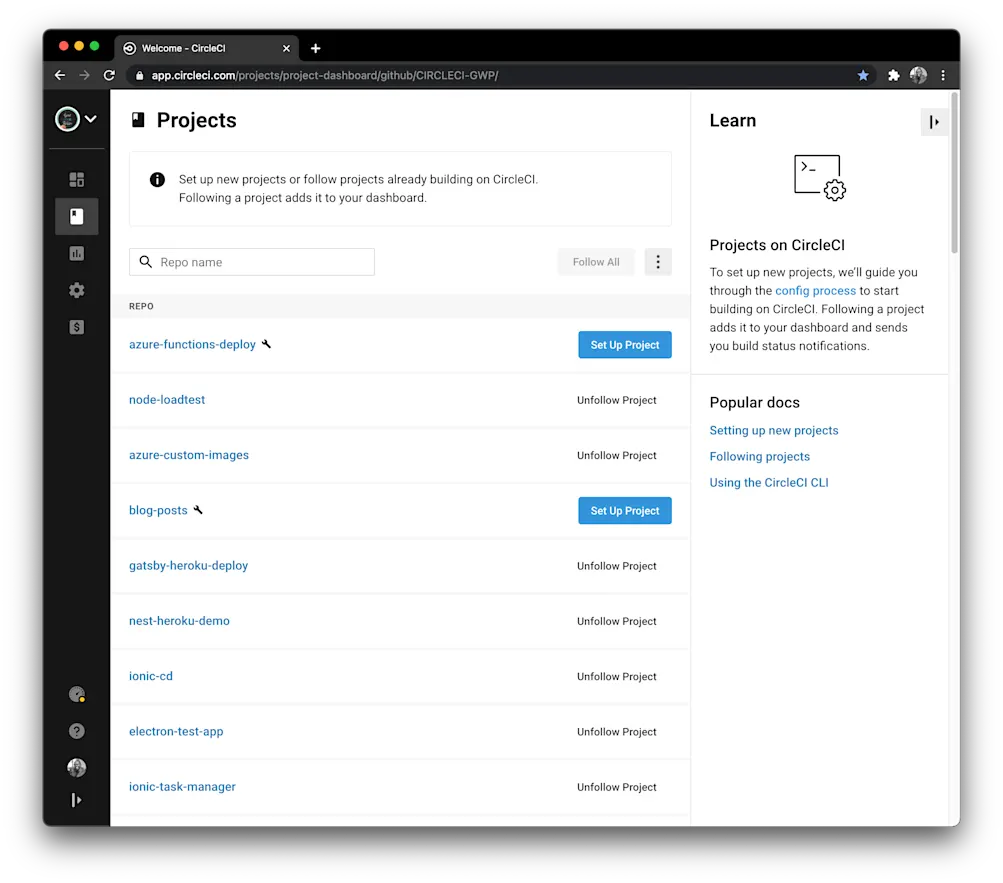 Add Project - CircleCI