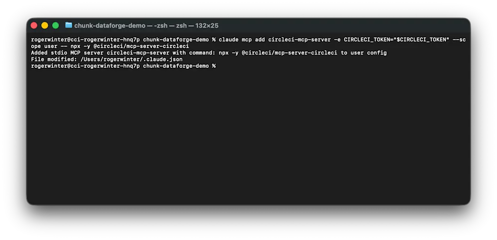 Adding CircleCI MCP server to Claude via command line