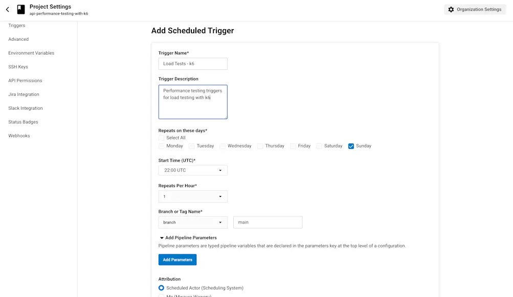 Scheduled pipelines configuration