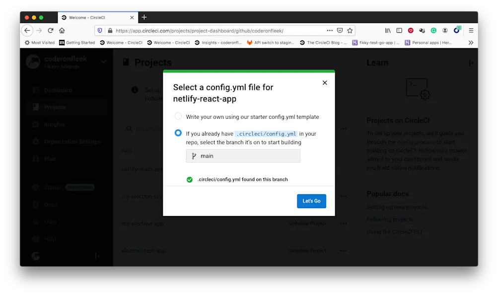 設定ファイルの追加 - CircleCI