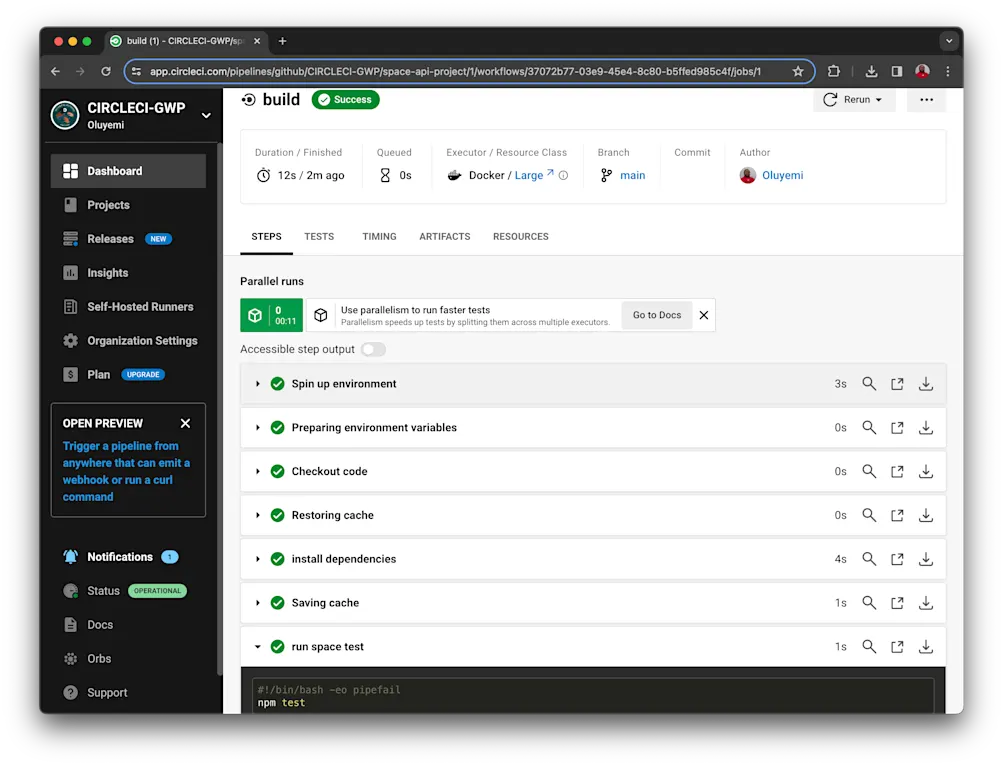 Test run successfully