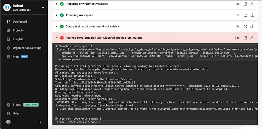 Failed Cloudrail job