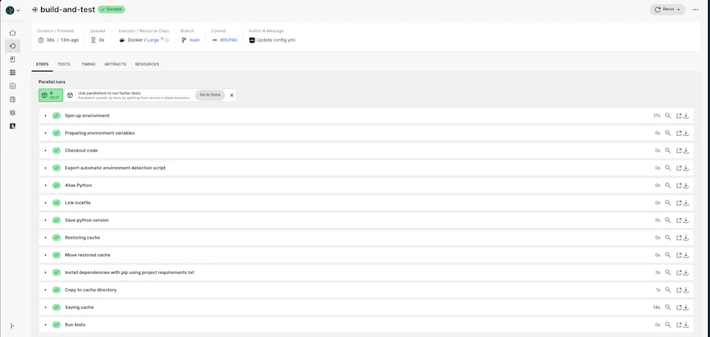 Pipeline step success