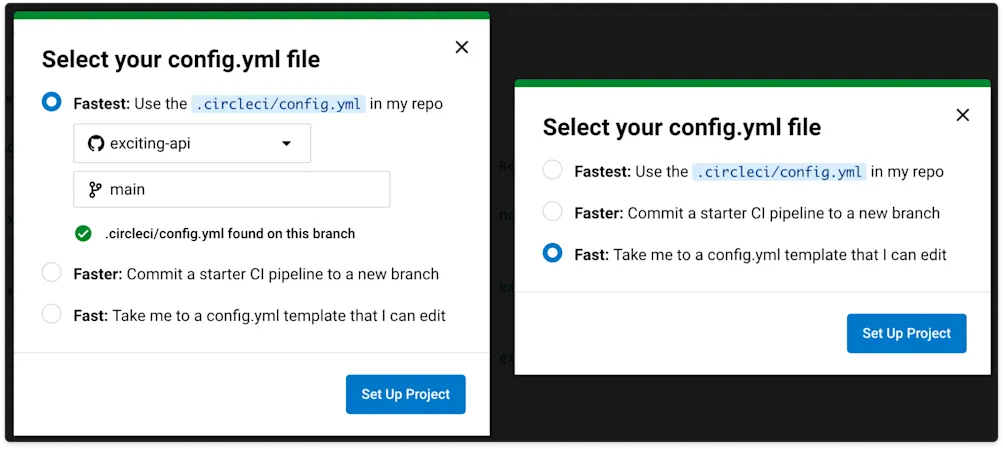 Set up a new config.yml file or use an existing one