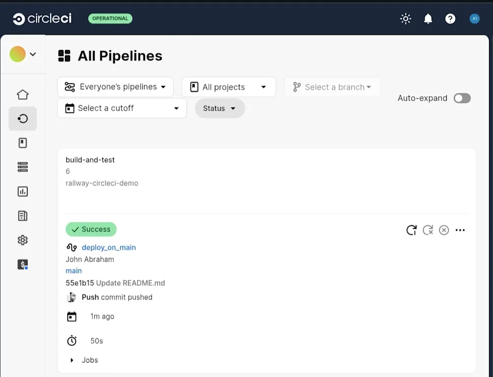CircleCI successful deploy page