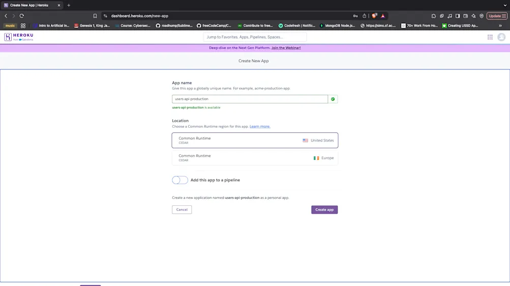Production app - Heroku