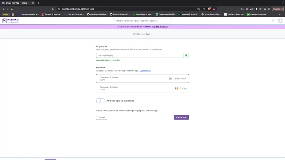 Staging app - Heroku