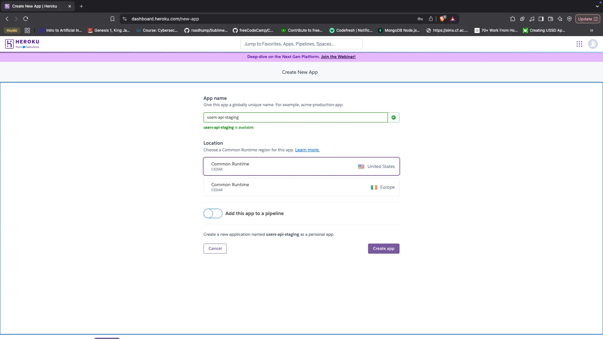 Staging app - Heroku