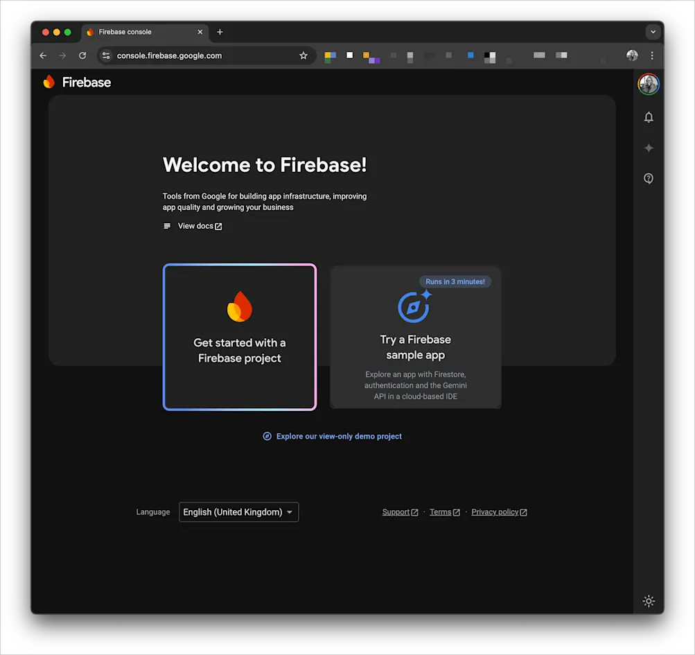 Create Firebase project