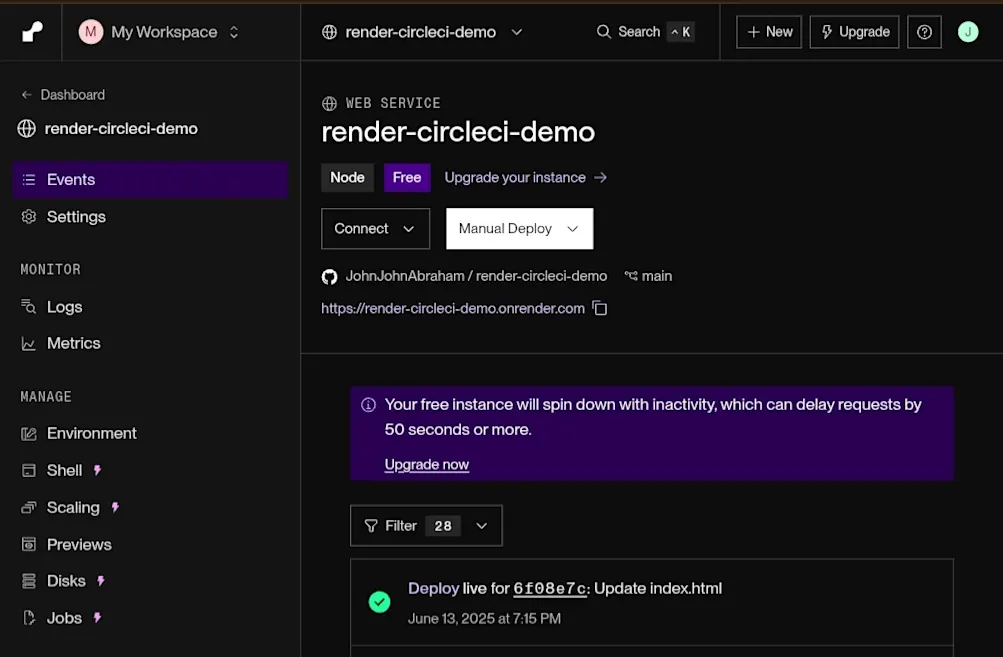 Live app successfully deployed on Render