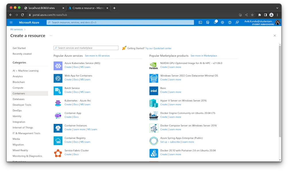 Create azure registry