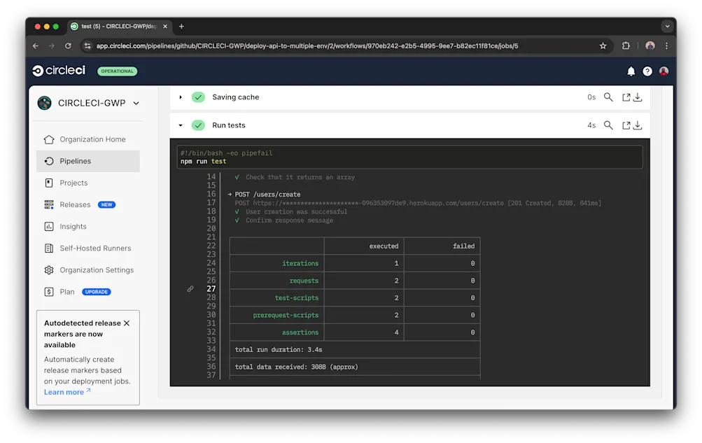 Test Job Details - CircleCI