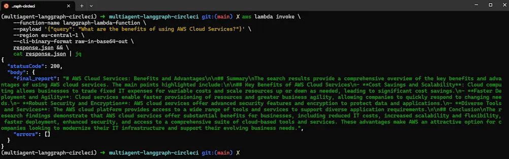 LangGraph AWS Lambda invoke