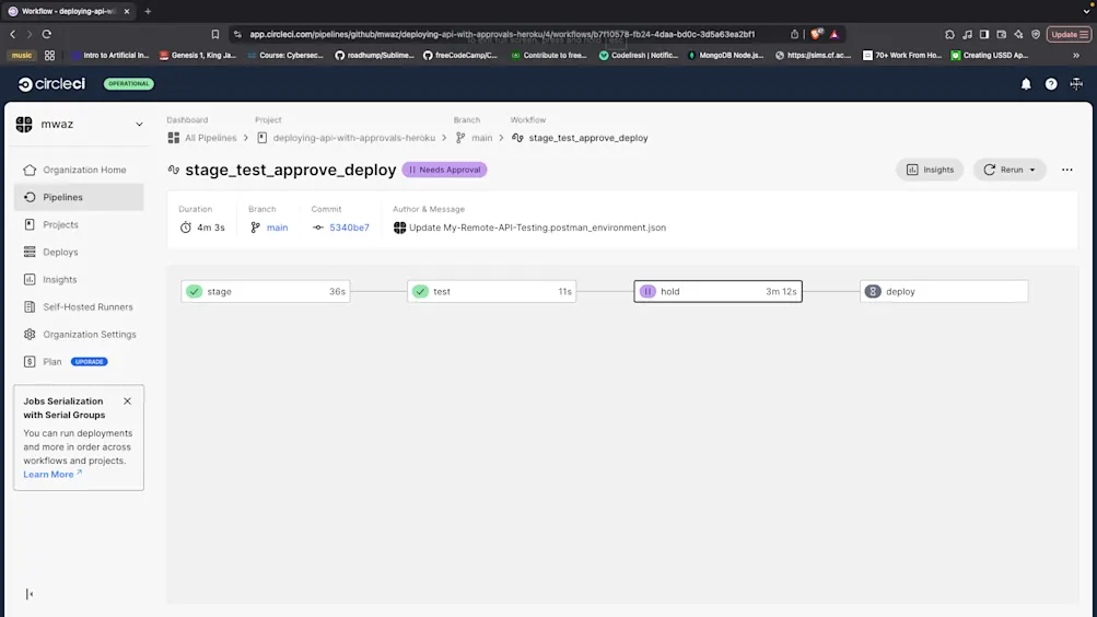 Workflow paused - CircleCI