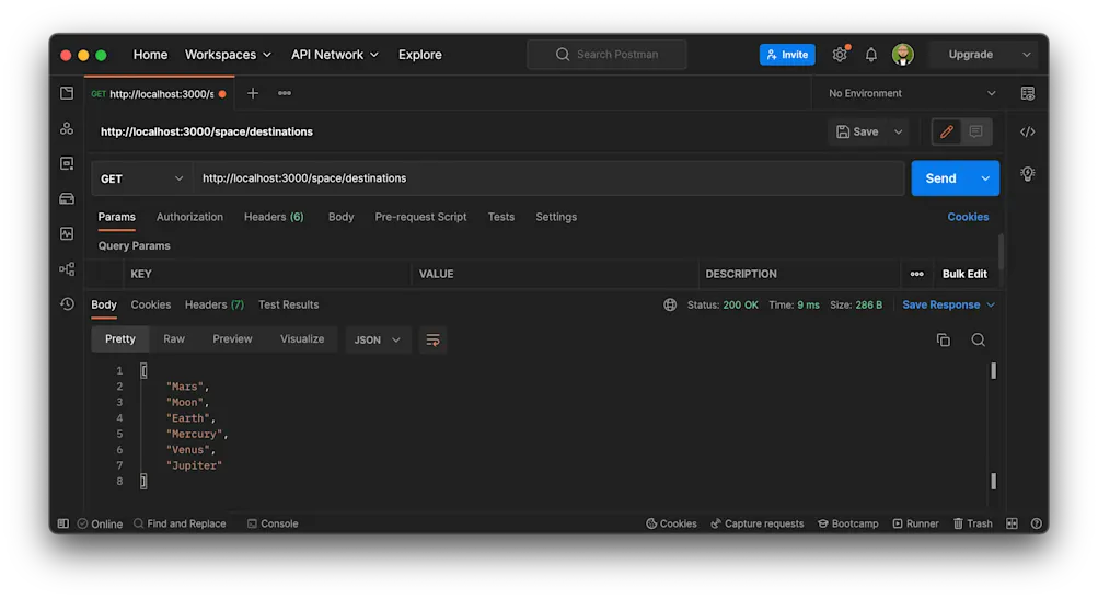 Space flight API response 2