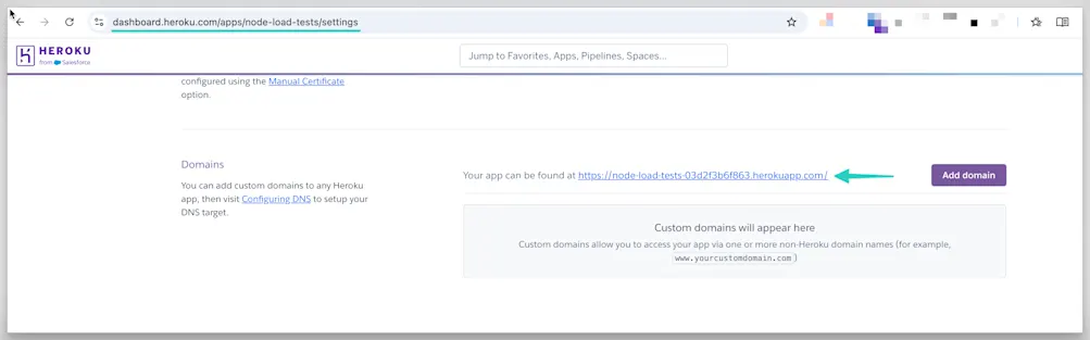 App domain - Heroku