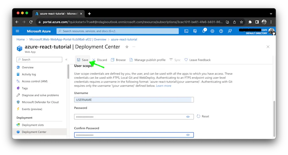 Create deployment user credentials
