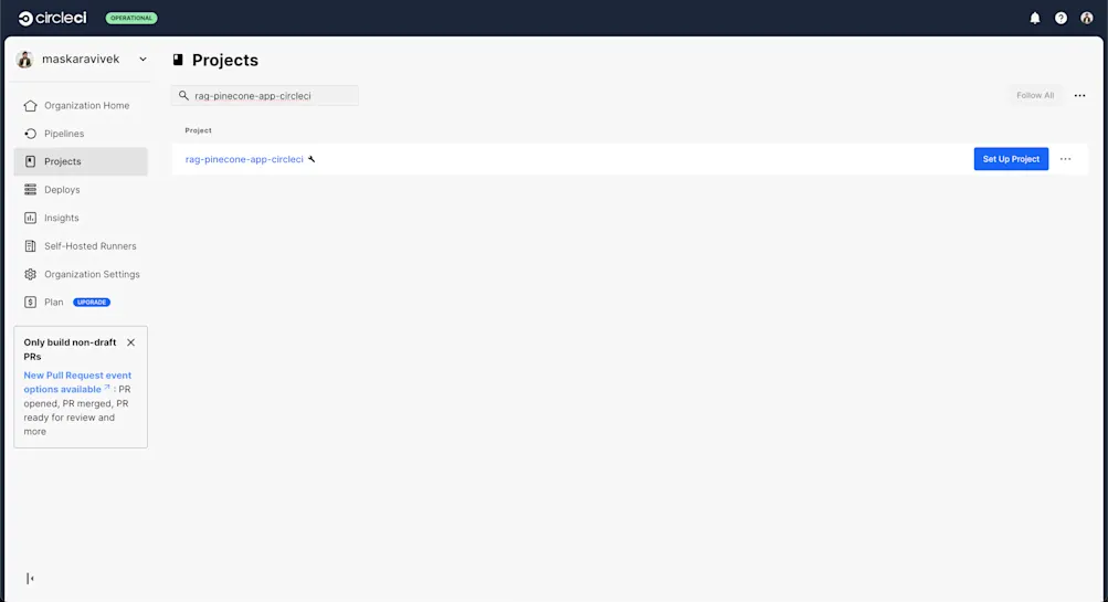 Setting up the project on CircleCI
