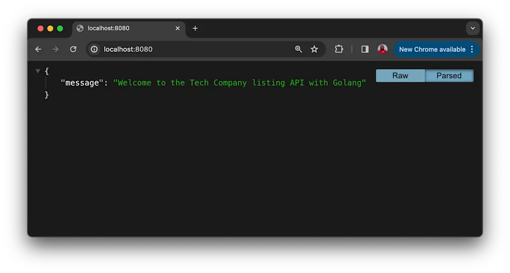 Application homepage