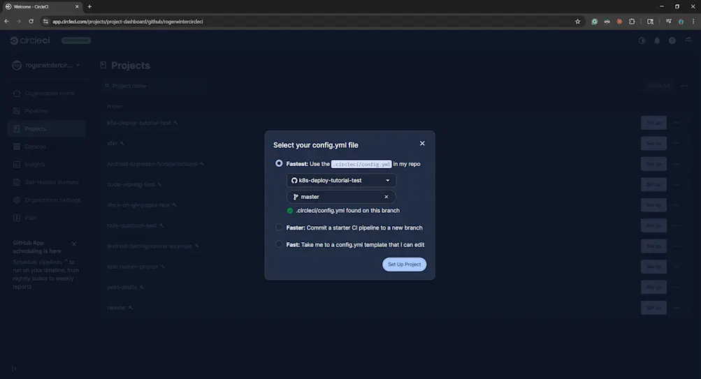 Select your config.yml file
