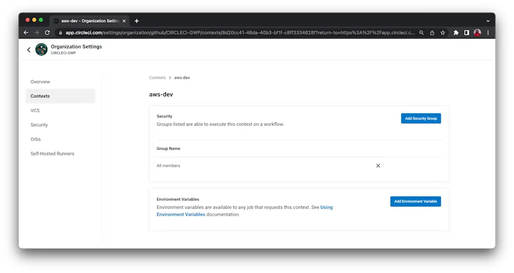 Create environment variables