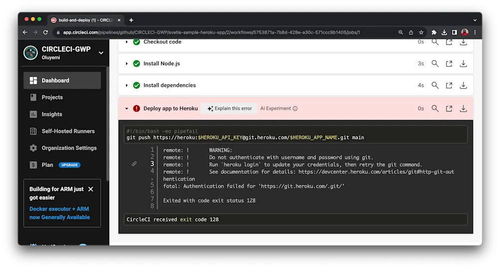 CircleCI Build Failed