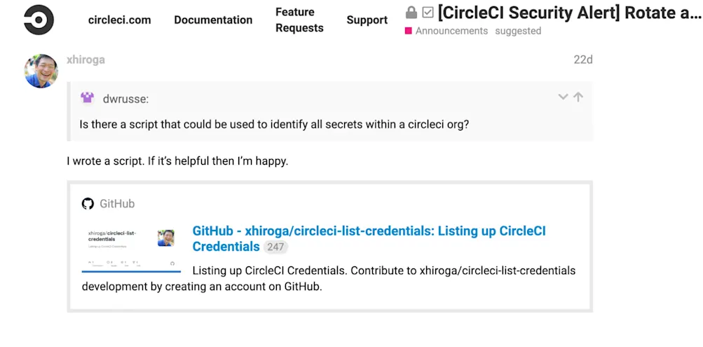 Discuss user shares script