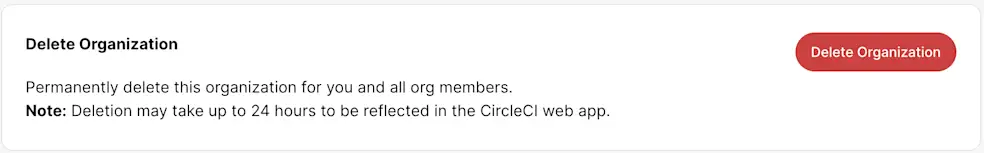 Delete organization button
