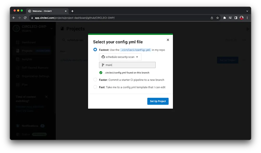Select Branch - CircleCI