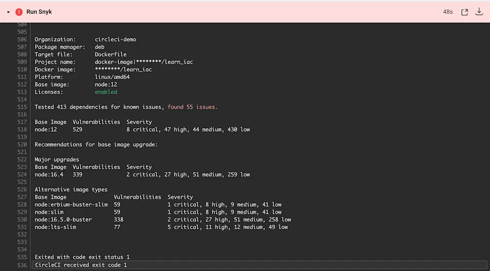 Failed Container Scan