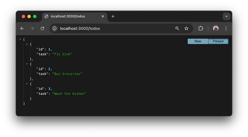 Todos endpoint - Node app