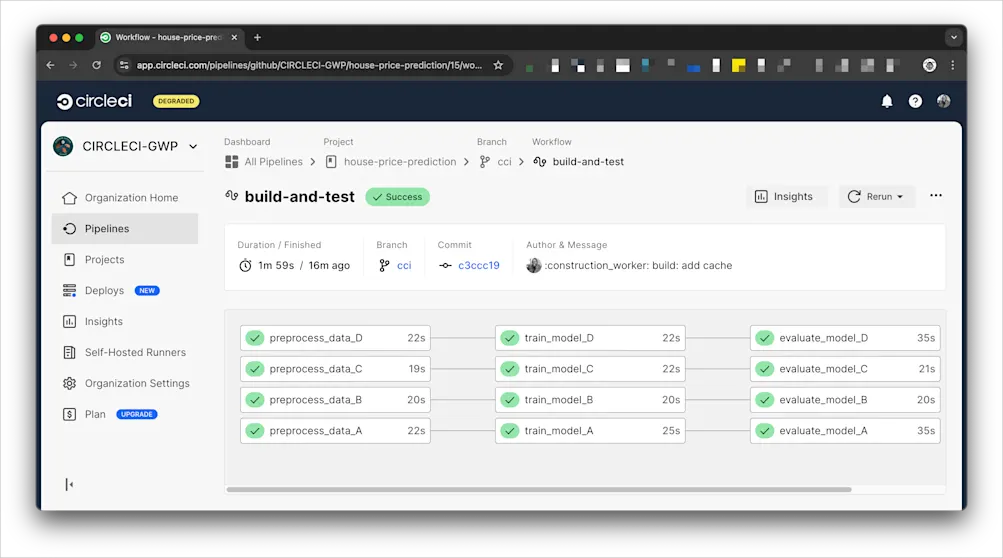 Successful build with cache