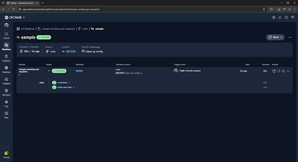 Running CircleCI pipeline