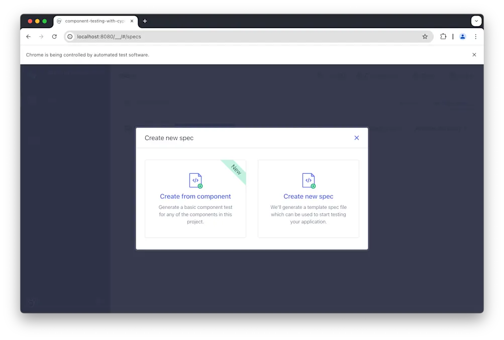 Creating a test options