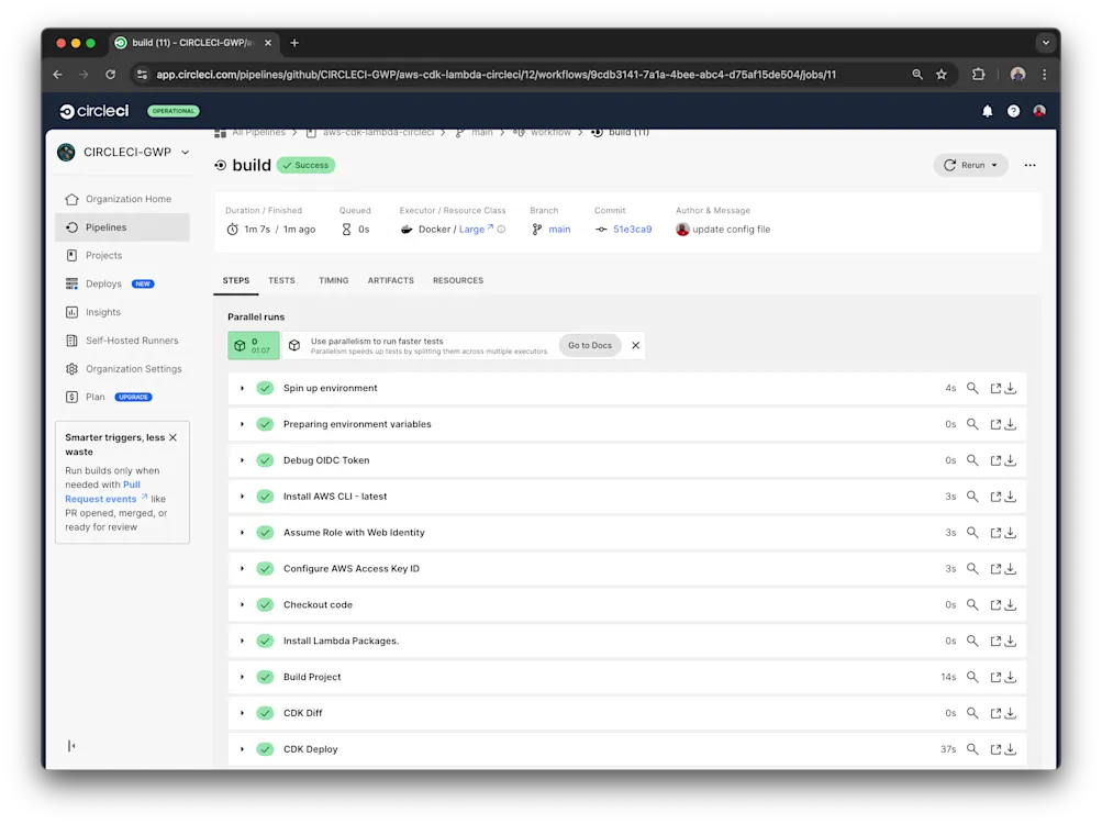 Circle CI pipeline builds successfully
