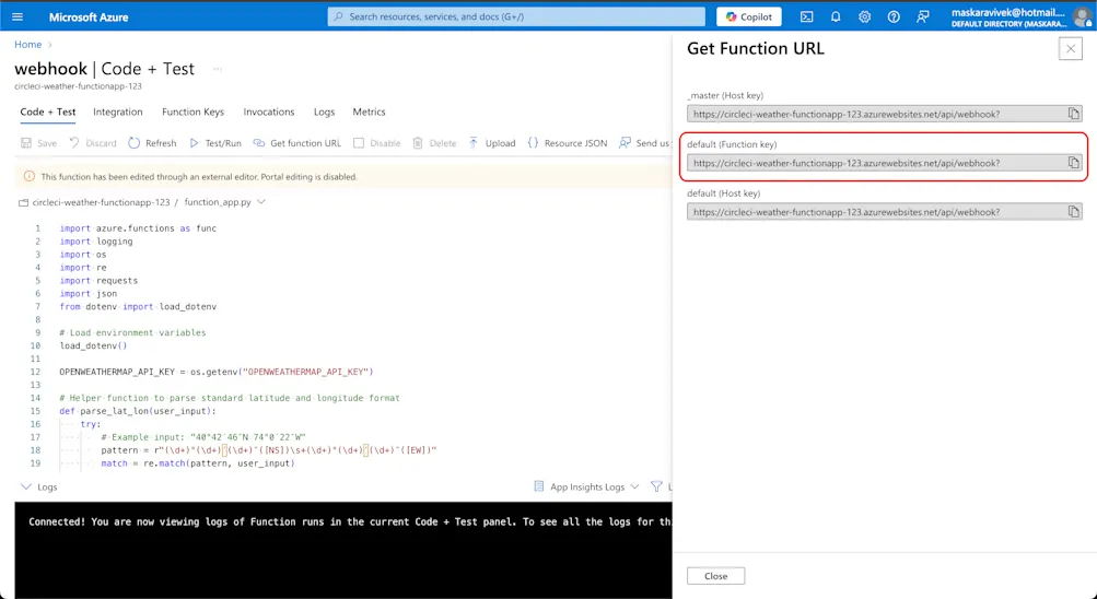 Dialogflow's agent webhook URL