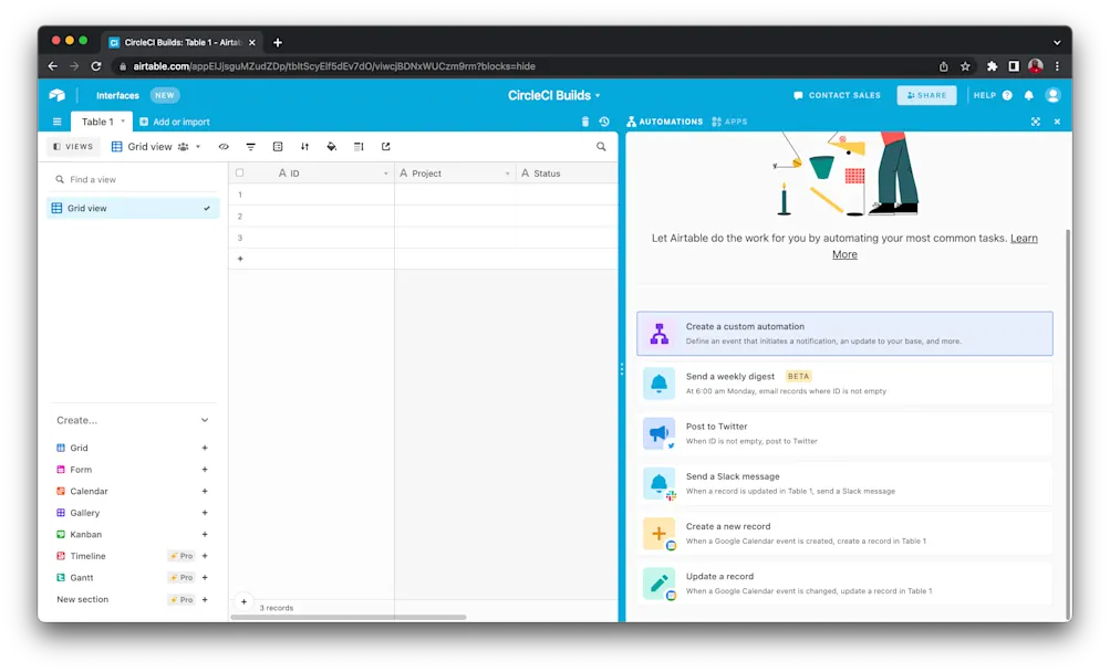 Create custom Automation - Airtable
