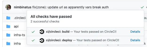 CircleCI checks view